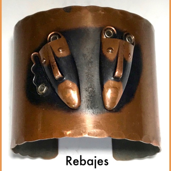 Mid Century Rebajes Ethnic Mask Copper Bracelet - Picture 3 of 8